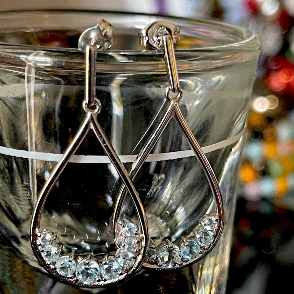 Prime Art & Jewel Sterling & Blue Topaz Earrings